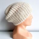 Ręcznie robiona czapka damska MORGANA Alpaka z Jedwabiem 100/01 Ecru