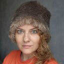 Futrzana czapka beż Góra patchworkowa folkowa na podszewce rozmiar na większą głowę