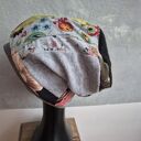 Czapka damska Smerfetka patchworkowa, na podszewce dobra na codzienne noszenie, wykonana w pojedyncz