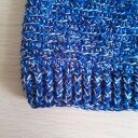 Ciepła czapka z wełny merino niebieski melanż