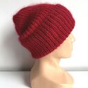 Ręcznie robiona czapka beanie AUREA - baby merino, moher i jedwab (wywijana), czerwona