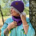 Bawełniana czapka beanie logo ekoskórka „Fiolet”