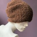 Alpaca boucle efektowna zimowa czapka czekolada brązowa