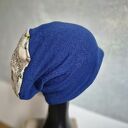 Czapka uniwersalna chabrowa smerfetka na podszewce, dobra na codzinne noszenie box as