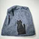 Czapka uniwersalna na podszewce cudna z kotem rękodzieło boks walis