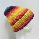 Kolorowa, delikatna czapka beanie z wywinięciem S/M z wełną merino