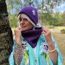 Czapka beanie z bawełny logo kolorowe „Fiolet”