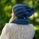 Czapka MERINO Smile “Ciemny niebieski” podszewka JEDWAB