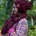 Czapka MERINO Smile “Bordo” podszewka JEDWAB