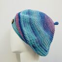 Wiosenny beret damski z antenką ręcznie robiony bawełna one size