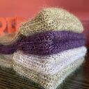 Wywijana beżowa czapka beanie AUREA z baby merino, moherem i jedwabiem 