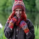 Czapka MERINO 100% Euforia - przygaszone czerwienie