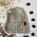 Gruba wełniana czapka oversize w kolorze tweed - wełna peruwiańska
