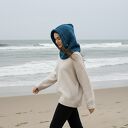 Ręcznie robiona balaclava kapturokomin czapka bawełna i merynos