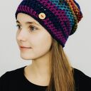 Kolorowa gruba czapka smerf ręcznie robiona