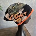 Czapka baza czarna na drugi kolorowe wykończenie pomarańczowe na podszewce Smerfetka