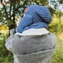 Męska czapka MERINO Neverland “Ciemny niebieski” podszewka JEDWAB