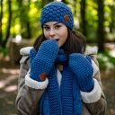 Czapka MERINO Hope “Ciemny niebieski” podszewka JEDWAB