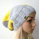 czapka w kratę szaro -żółtą unisex