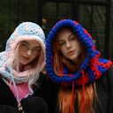 Balaclava ręcznie szydełkowana z bawełny - kapturek na zimę dla niej
