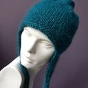 PILOTKA Z WĘZEŁKIEM butelkowa zieleń BALACLAVA CZAPKA Z NAUSZNIKAMI meher z wełną