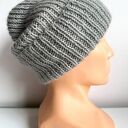 Czapka beanie AUREA G - ręczna z merynosa, moheru i jedwabiu w kolorze szary pył