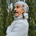 Męska czapka MERINO Neverland “Wybielony szary” podszewka JEDWAB