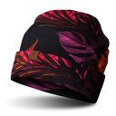 Czapka beanie jesienno - zimowa purpurowe liście