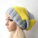 czapka w kratę szaro -żółtą unisex
