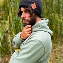 Czarna bawełniana czapka beanie 2w1 z logo ekoskórka Brain Inside