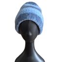 Czapka zimowa w paski z alpaki robiona na drutach