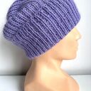 Czapka beanie AUREA z baby merino, moherem i jedwabiem - fioletowa