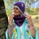 Czapka beanie z bawełny logo kolorowe „Fiolet”