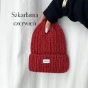 Czapka Lily 100% wełna szkarłatna czerwień