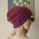 RĘCZNIE NA DRUTACH - Jesienny liść miła, puchata czapka z jedwabiem