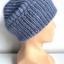 Ręcznie robiona czapka beanie Aurea - jasna lawenda z baby merino, moherem i jedwabiem