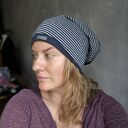 Czapka w paski smerfetka na podszewce, dobra na codzienne noszenie, uniwersalna, polecam polecam box