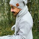 Męska czapka MERINO Neverland “Wybielony szary” podszewka JEDWAB