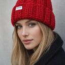 Gruba wełniana czapka czarna beanie 100% wełna handmade