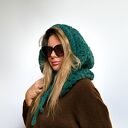 Balaclava alpaka i jedwab handmade, ręcznie szydełkowana zimowa kominiarka