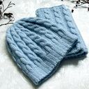 Czapka i Komin - komplet z Alpaki, błękitny