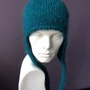 PILOTKA Z WĘZEŁKIEM butelkowa zieleń BALACLAVA CZAPKA Z NAUSZNIKAMI meher z wełną