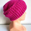 Ręcznie robiona czapka damska MORGANA Merynos, Alpaka z Jedwabiem 08/18 Fuksja