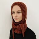 Balaclava kominiarka kaptur z szalikiem zamiast czapki handmade