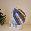 Czapka damska na zimę w kolorach zimy - szydełkowe beanie, ręcznie robiona
