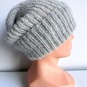 Ręcznie robiona czapka damska MORGANA Alpaka z Jedwabiem 9020/35 Perłowy Szary