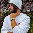 Męska czapka beanie z bawełny logo kolorowe „Jasny szary”