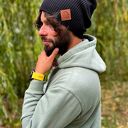 Męska bawełniana czapka jesienna logo ekoskórka „Czarny”