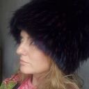 Czapka futrzana fioletowa duży obwód głowy