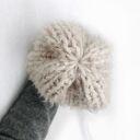 Wełniana czapka ecru jasnoszara nitka beanie wełna merino alpaka bawełna handmade